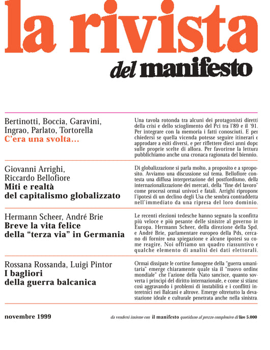 La rivista del manifesto - numero 1 - novembre 1999