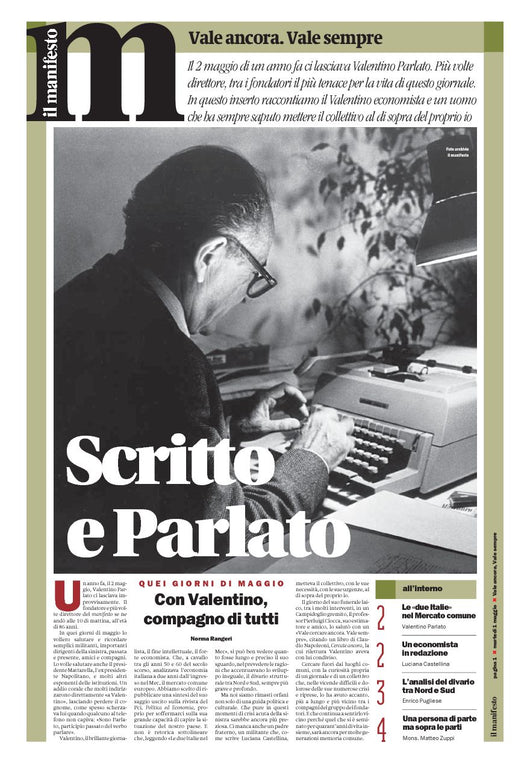 Scritto e Parlato - Valentino un anno dopo